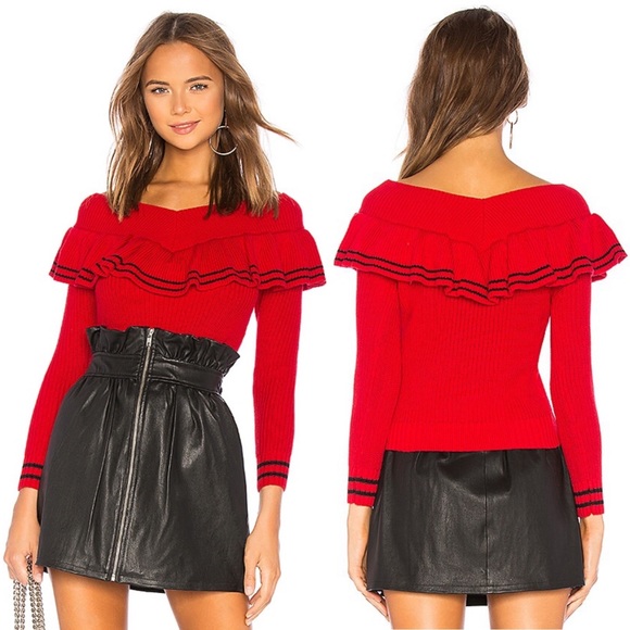 Lovers + Friends Sweaters - Lovers + Friends Revolve Ruffle Stripe Sweater | Lovers + Friends
